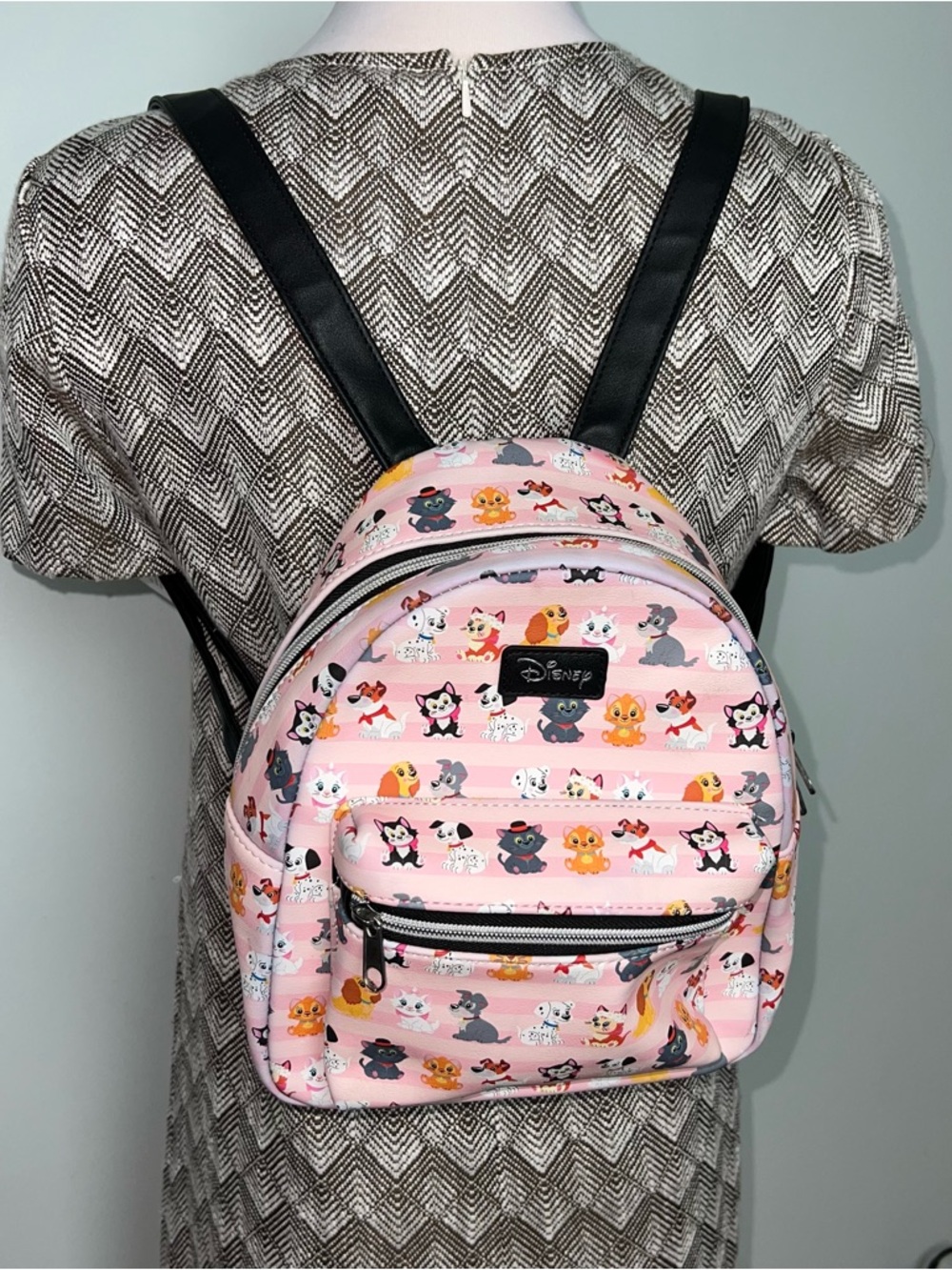 Loungefly Disney Cats & Dogs Pink Striped Dalmatian Lady Tramp Mini Backpack - Picture 15 of 17